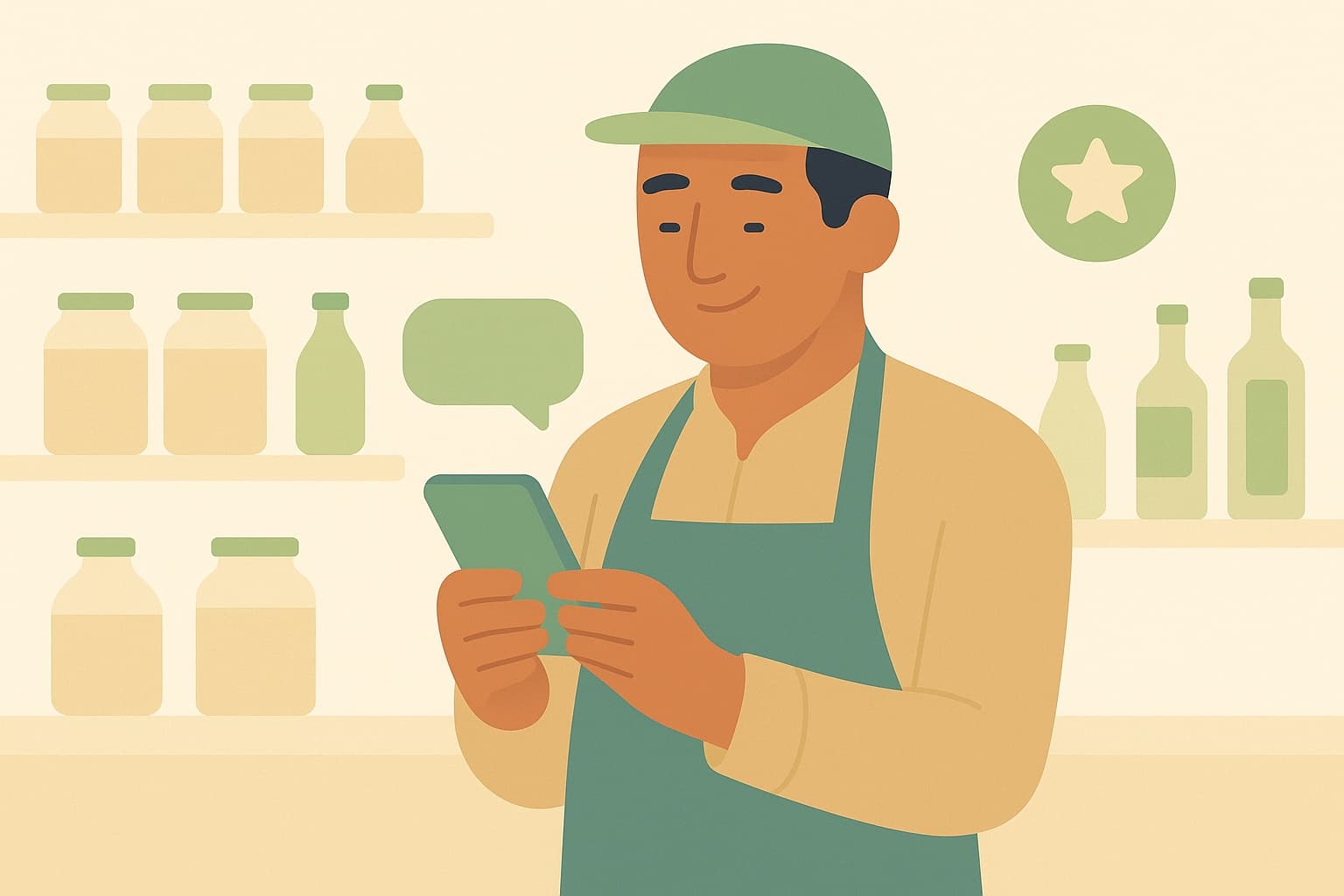 Market sahibi WhatsApp üzerinden müşteriyle yazışıyor