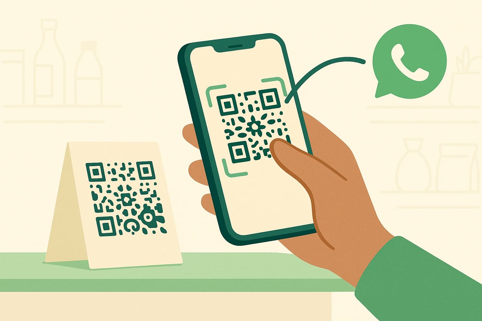 Müşteri market kasasındaki QR kodu telefonuyla okutuyor